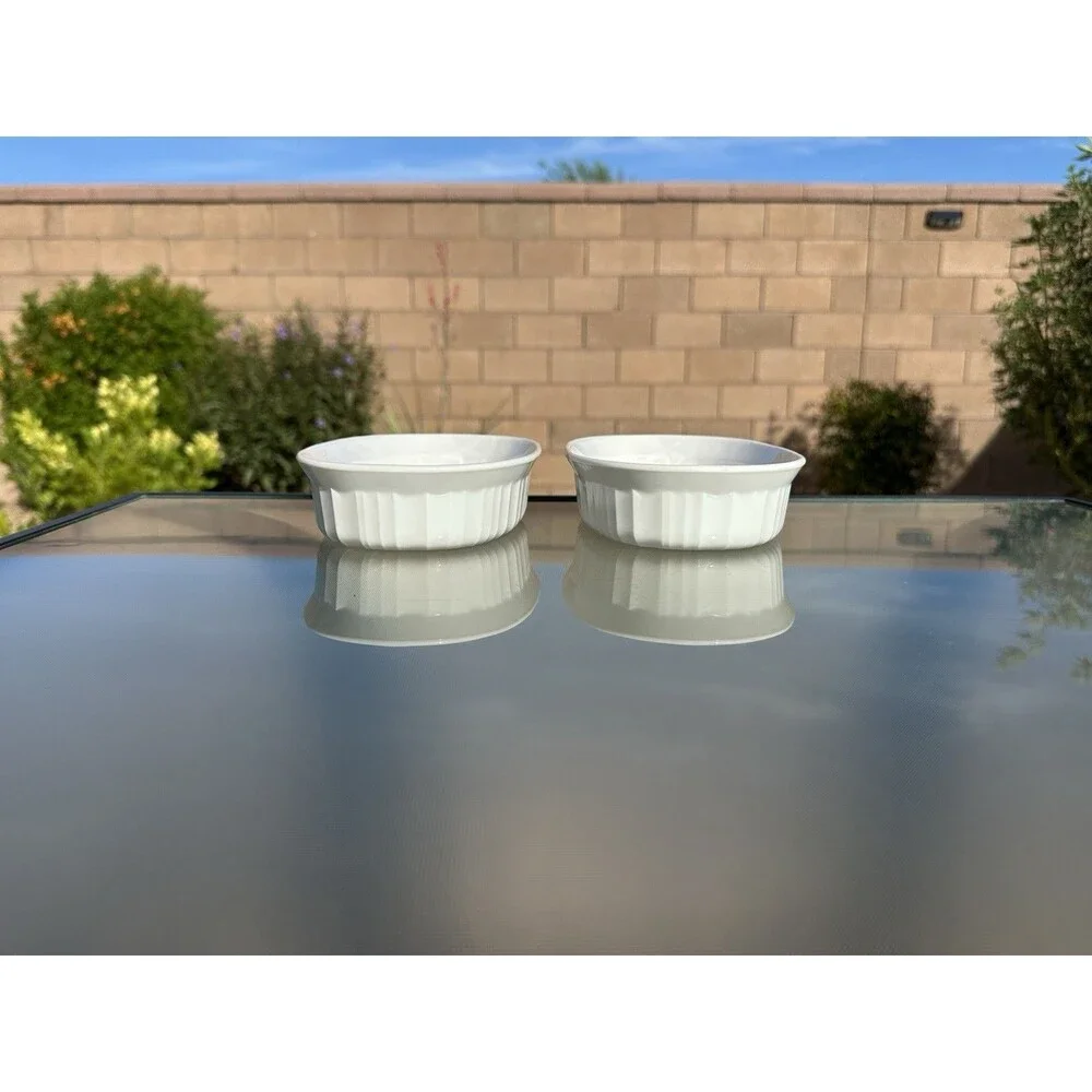 Lot 2 Corning Ware French White Oval Individual Casserole Set Baking Dish F-15-B